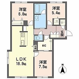 BEREO蔵本元町 3LDKの間取図画像