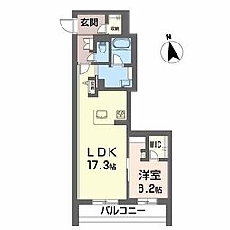 シャーメゾンプレミアス下助任 1LDKの間取図画像