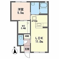 シャーメゾンディアス川内B 1LDKの間取図画像