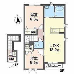 ヴィラエスペランス3 2LDKの間取図画像