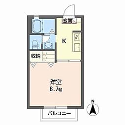 シャーメゾン安宅 1Kの間取図画像