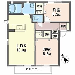 シャーメゾン末広 2LDKの間取図画像
