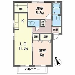 シャーメゾンボンコリーヌA 2LDKの間取図画像