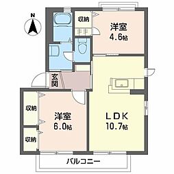 シャーメゾン藍住D 2LDKの間取図画像