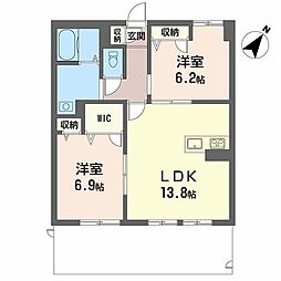 Rusheriodue 2LDKの間取図画像