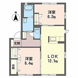 シャーメゾンエチュードE 2LDKの間取図画像