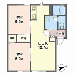 ノースウィング保免A 2LDKの間取図画像