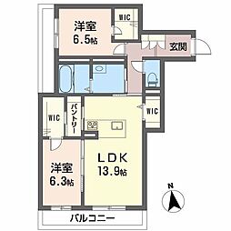 シャーメゾンステージ古川西A 2LDKの間取図画像