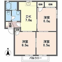 ディアス三町B 3DKの間取図画像
