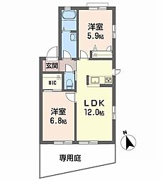 プランドール凛A 2LDKの間取図画像