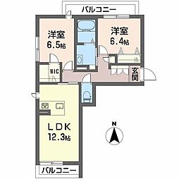 レフィナード桑原 2LDKの間取図画像