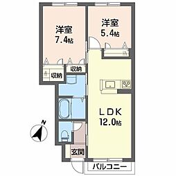 エターナルグリーン1 2LDKの間取図画像