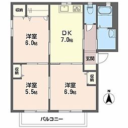バリュージュSAYAC 3DKの間取図画像
