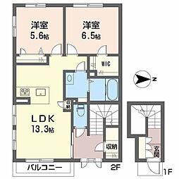 桜ガーデン空港通 2LDKの間取図画像