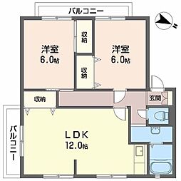サンガーデンひあさA 2LDKの間取図画像