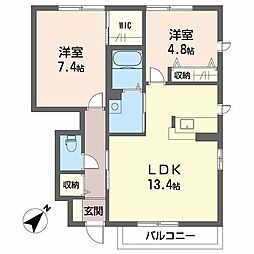 シャーメゾン常盤A 2LDKの間取図画像