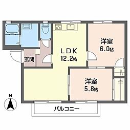 フレグランス関谷A 2LDKの間取図画像