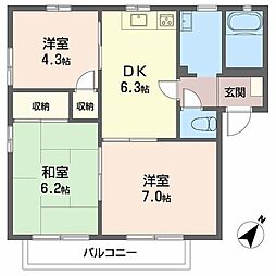 ガーデンハイム 3DKの間取図画像