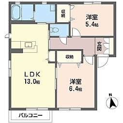 シャーメゾンManabe 2LDKの間取図画像