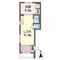 シャーメゾン上町 1階1LDKの間取り