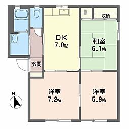 シャーメゾン橋田　Ｂ棟 1階3DKの間取り