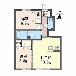 シャーメゾンナカクマB 2LDKの間取図画像