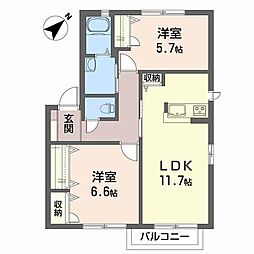 セフィラハイツ2B 2LDKの間取図画像