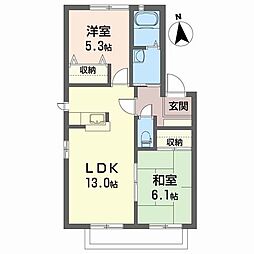 クレール林崎B 2LDKの間取図画像
