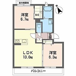 シャーメゾンスマイル 2LDKの間取図画像