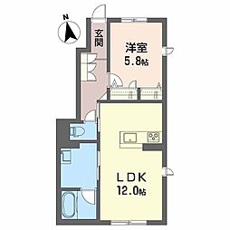シャーメゾンソーレA 1LDKの間取図画像