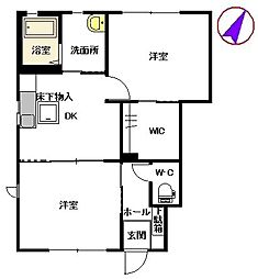 シャーメゾン桜C 2DKの間取図画像