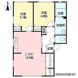 エクセラン国分II　Ｂ棟 1階2LDKの間取り