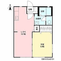 ハピネス美和 1階1LDKの間取り