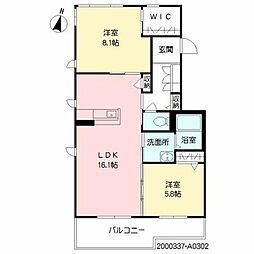 LaVilla山荘 2LDKの間取図画像