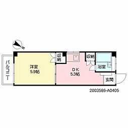 常田マンション 4階1DKの間取り