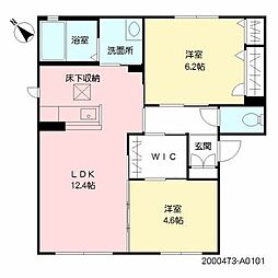 シャーメゾン谷町　Ａ棟 1階2LDKの間取り