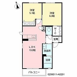 メゾンドマシェリA 2LDKの間取図画像