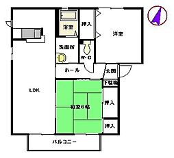 ピュアグリーン正ノ宮B 2LDKの間取図画像