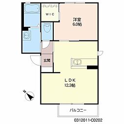 サン・ヴィレッジC 1LDKの間取図画像