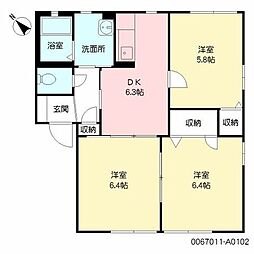アメニティ21A 3DKの間取図画像