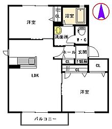 ヴィラシャーメゾン苅田ノワール 2LDKの間取図画像