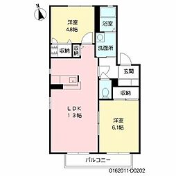 ガーデンシティ今井D 2LDKの間取図画像