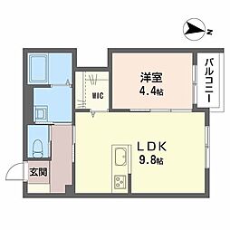 Ellina貴船III 1LDKの間取図画像