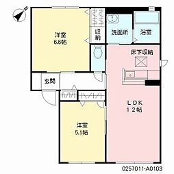 カーサアッコッリェンテ 2LDKの間取図画像
