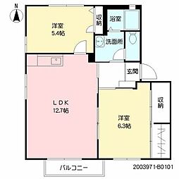 エミネンス明磧2 2LDKの間取図画像