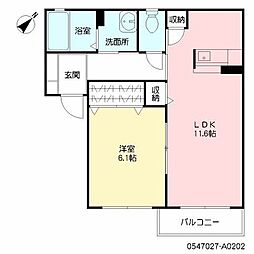 グリーン・PALA 1LDKの間取図画像