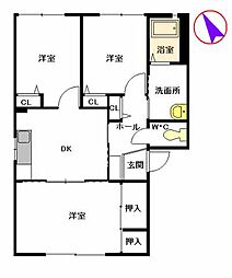 フレグランス長野B 3DKの間取図画像