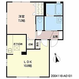 ディアス帆足　Ａ棟 1階1LDKの間取り