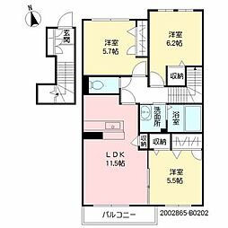 Ｒｅｃｏｔｔ辛島　弐番館 2階3LDKの間取り