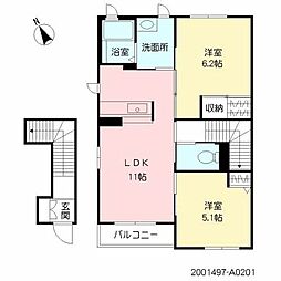 ファミーユ　Ａ 2階2LDKの間取り